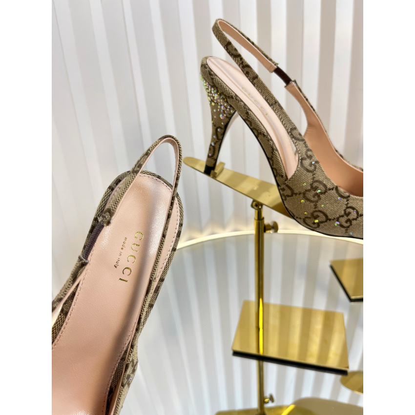 Women's slingback pump with crystal Horsebit