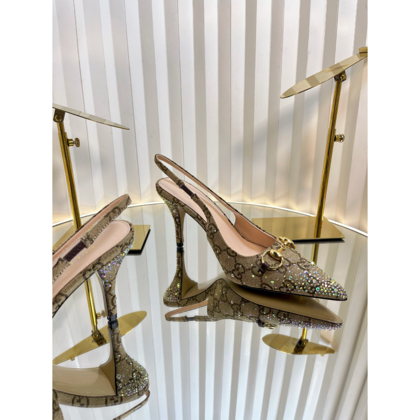 Women's slingback pump with crystal Horsebit