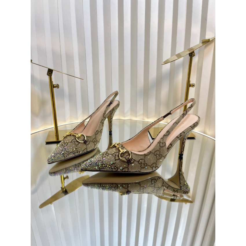 Women's slingback pump with crystal Horsebit