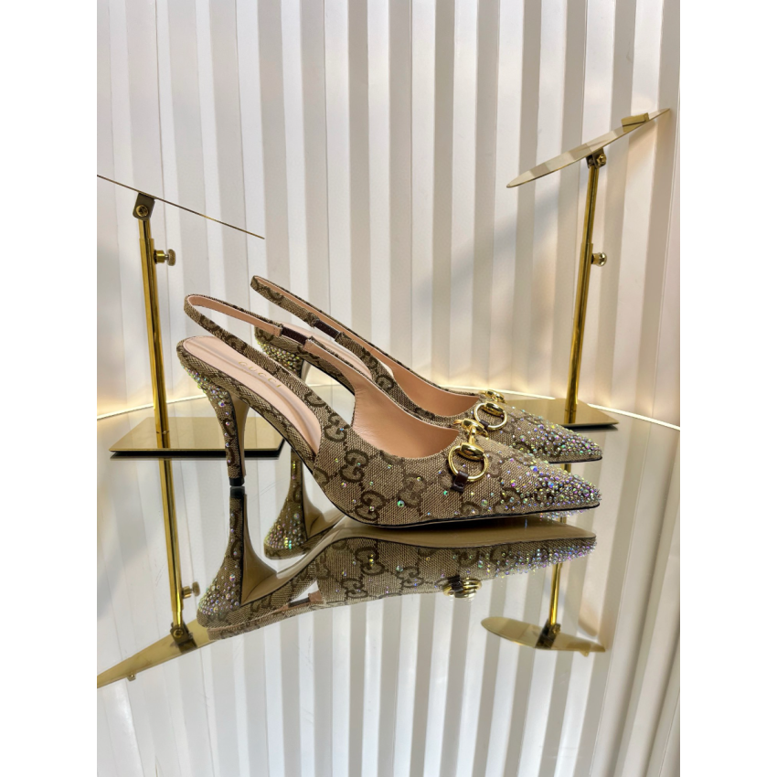 Women's slingback pump with crystal Horsebit
