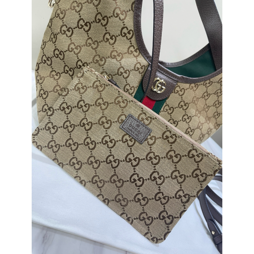 Gvc*1 Giglio small tote bag-Beige and dark brown