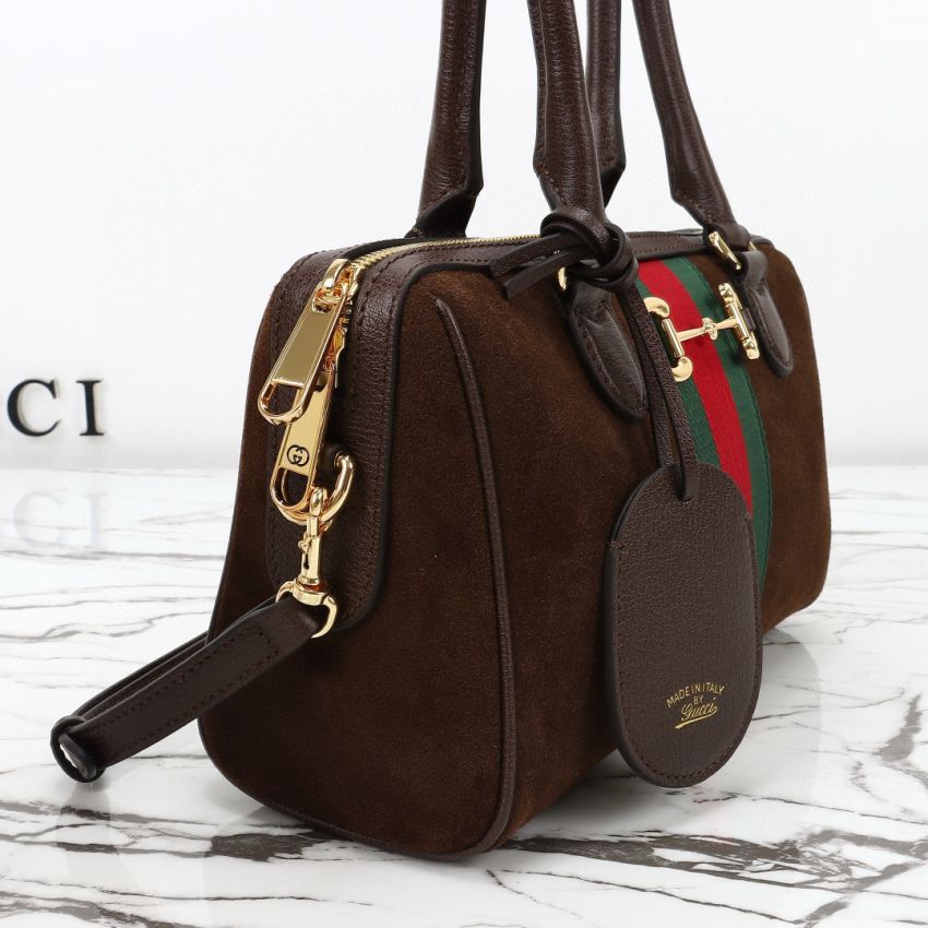 Top grade Borsetto medium boston Suede bag