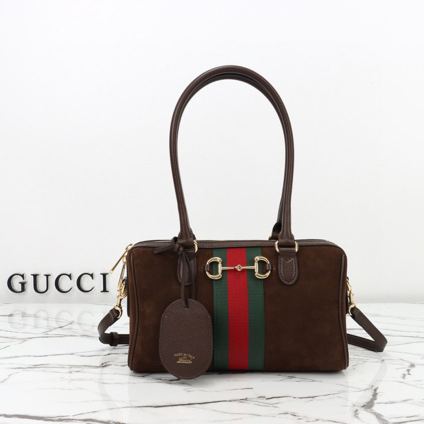 Top grade Borsetto medium boston Suede bag