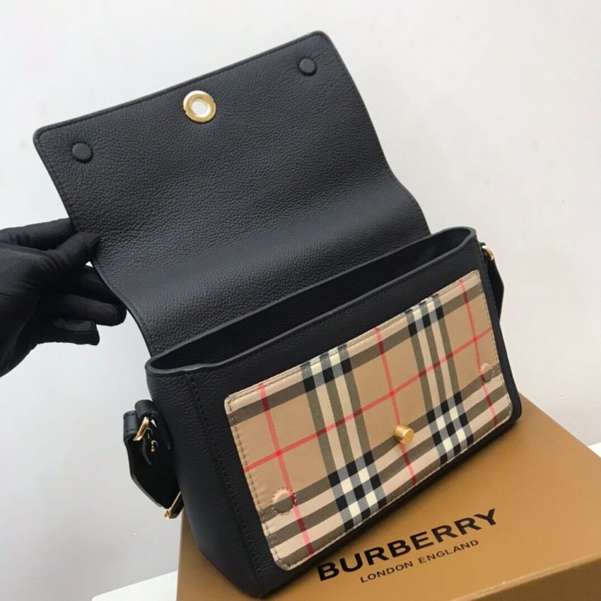 Bv*b*rry Check and Leather Note Bag