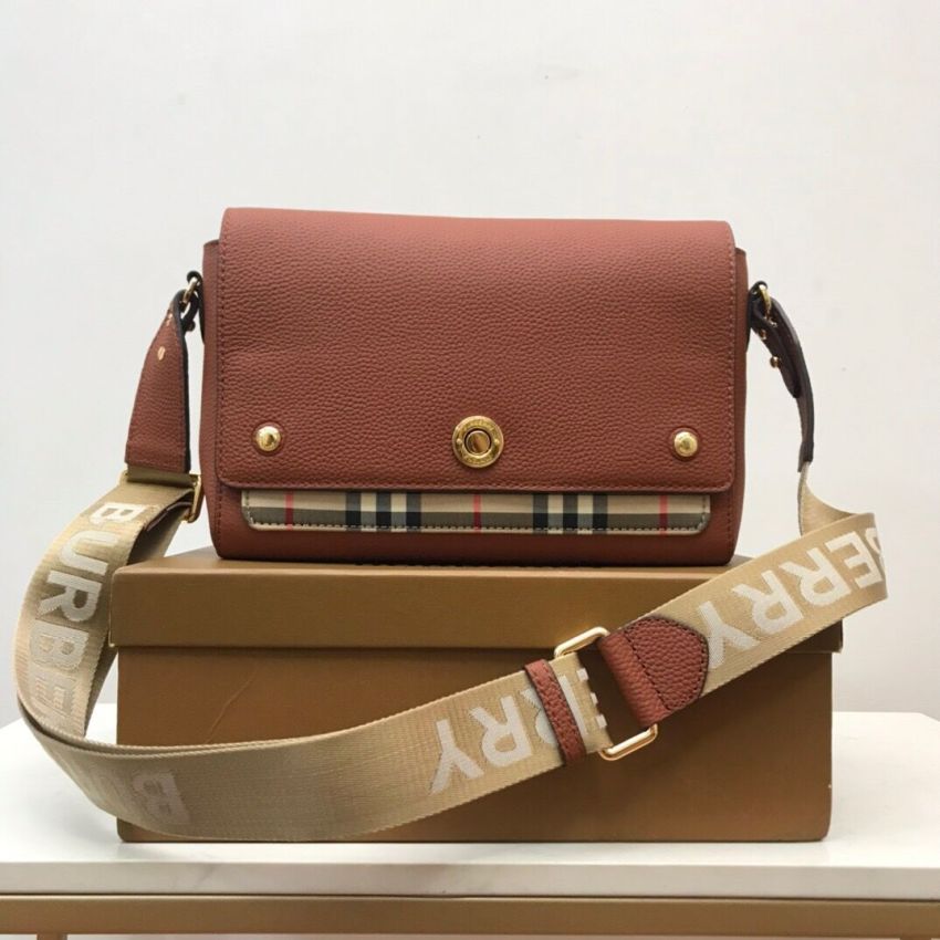 Bv*b*rry Check and Leather Note Bag