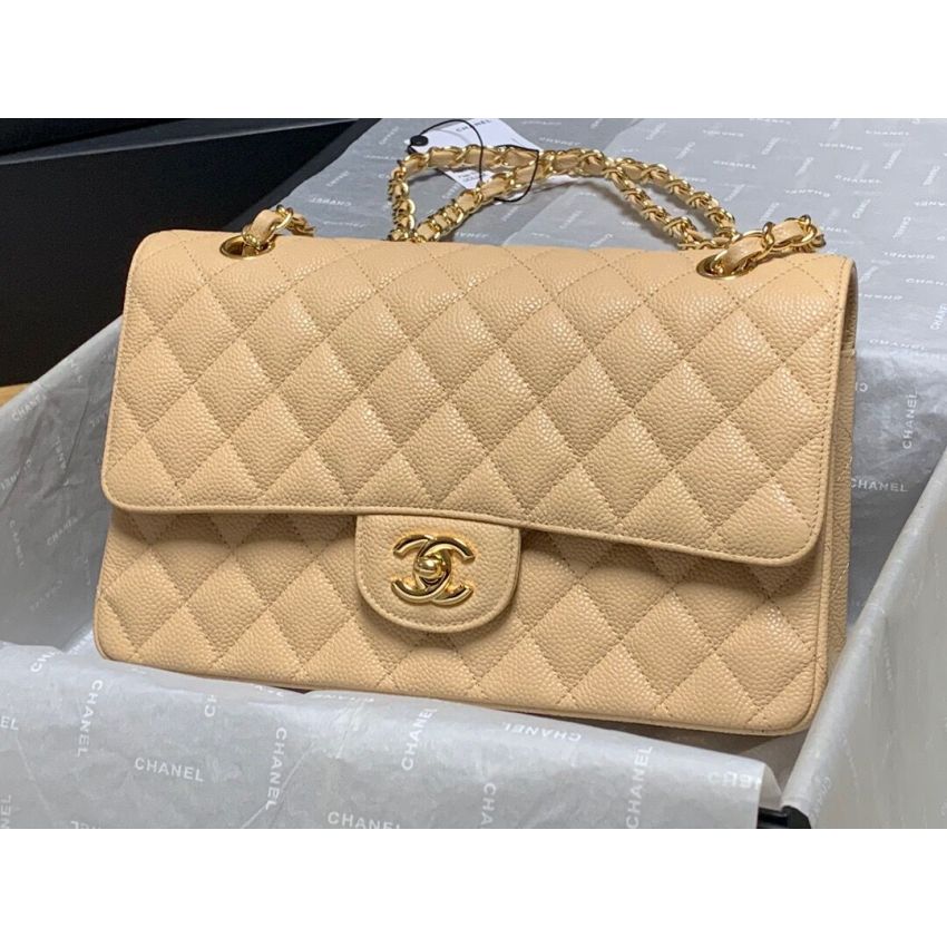 Medium Ch**el Classic Handbag in Grained Leather