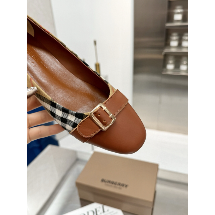 Bv*b*rry Check and leather Ballerinas , Size 35-40
