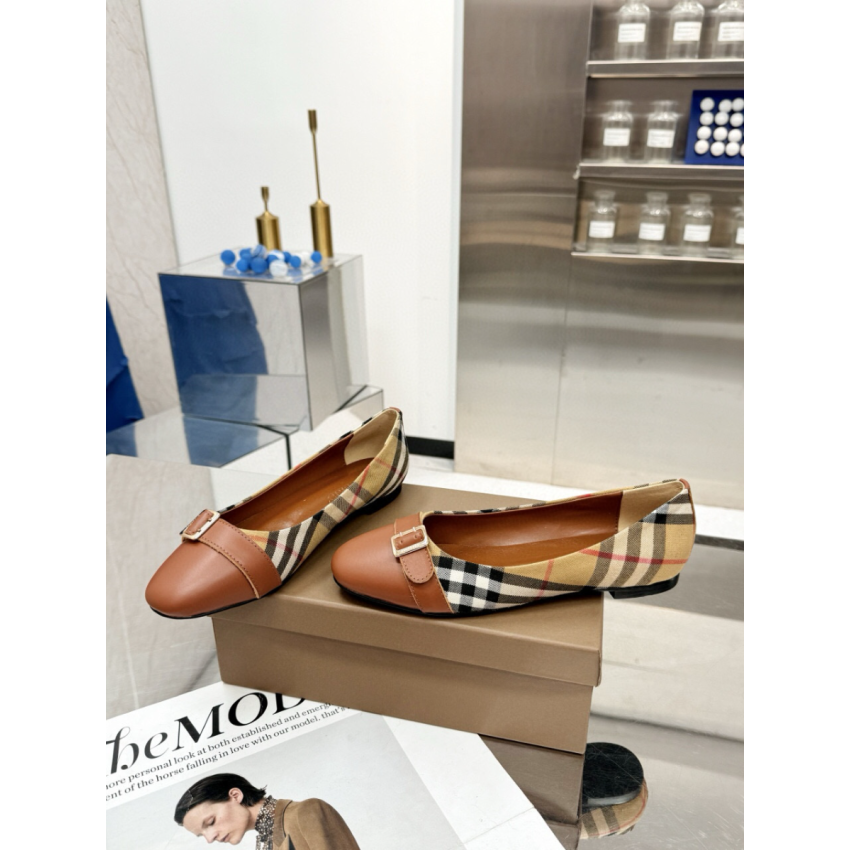 Bv*b*rry Check and leather Ballerinas , Size 35-40