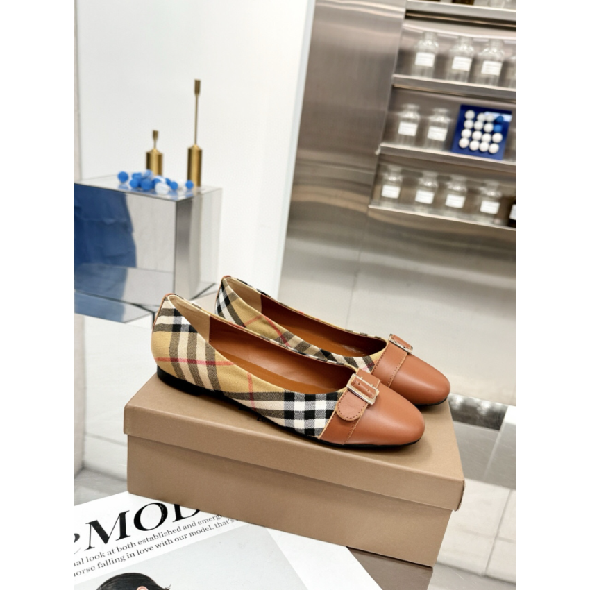 Bv*b*rry Check and leather Ballerinas , Size 35-40