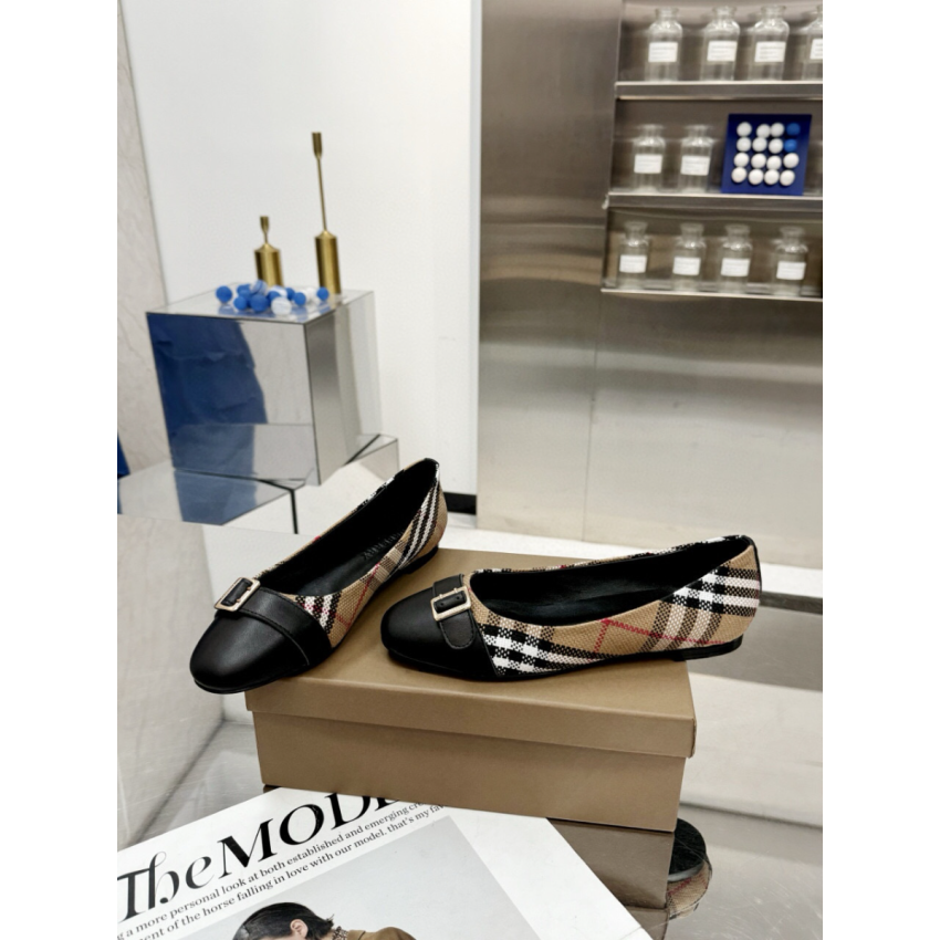 Bv*b*rry Check and leather Ballerinas , Size 35-43
