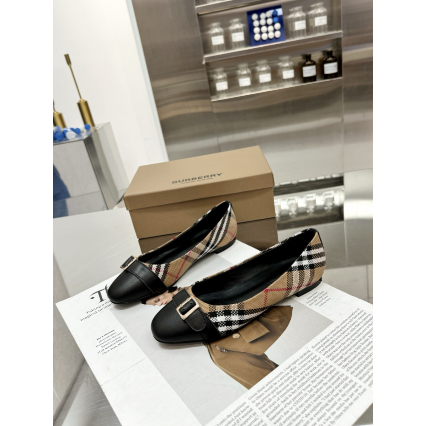 Bv*b*rry Check and leather Ballerinas  , Size 35-43