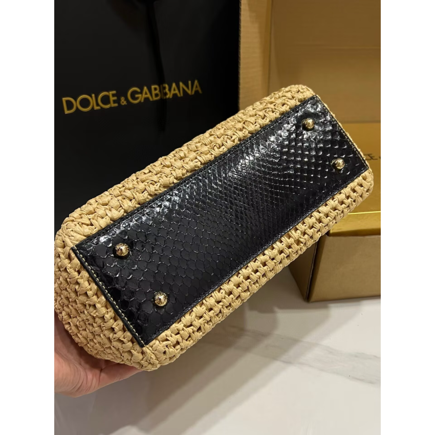 d01ce Gab*a*a large sicily handbag in crochet raffia and python skin