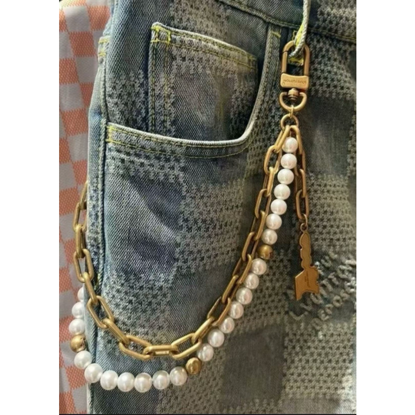 LV Chain Belt Pearls Bag Charm