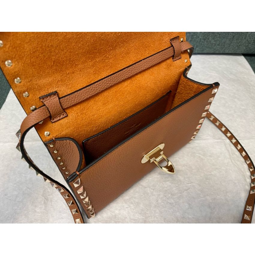 Small Rockstud Grainy Calfskin Crosbody Bag
