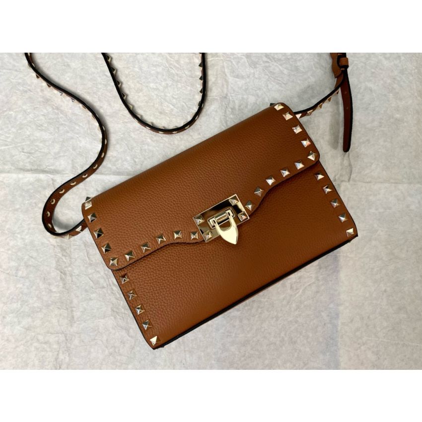 Small Rockstud Grainy Calfskin Crosbody Bag