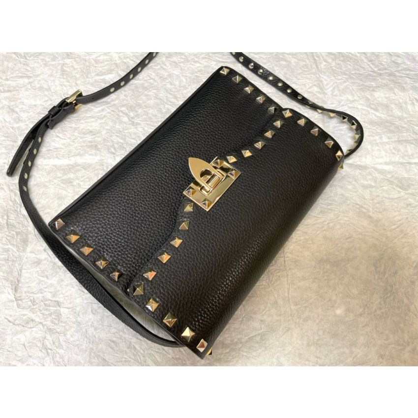 Small Rockstud Grainy Calfskin Crosbody Bag