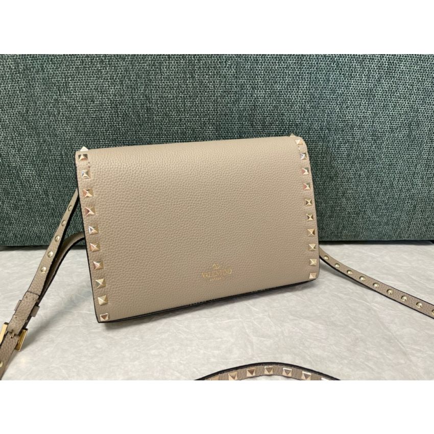 Small Rockstud Grainy Calfskin Crosbody Bag