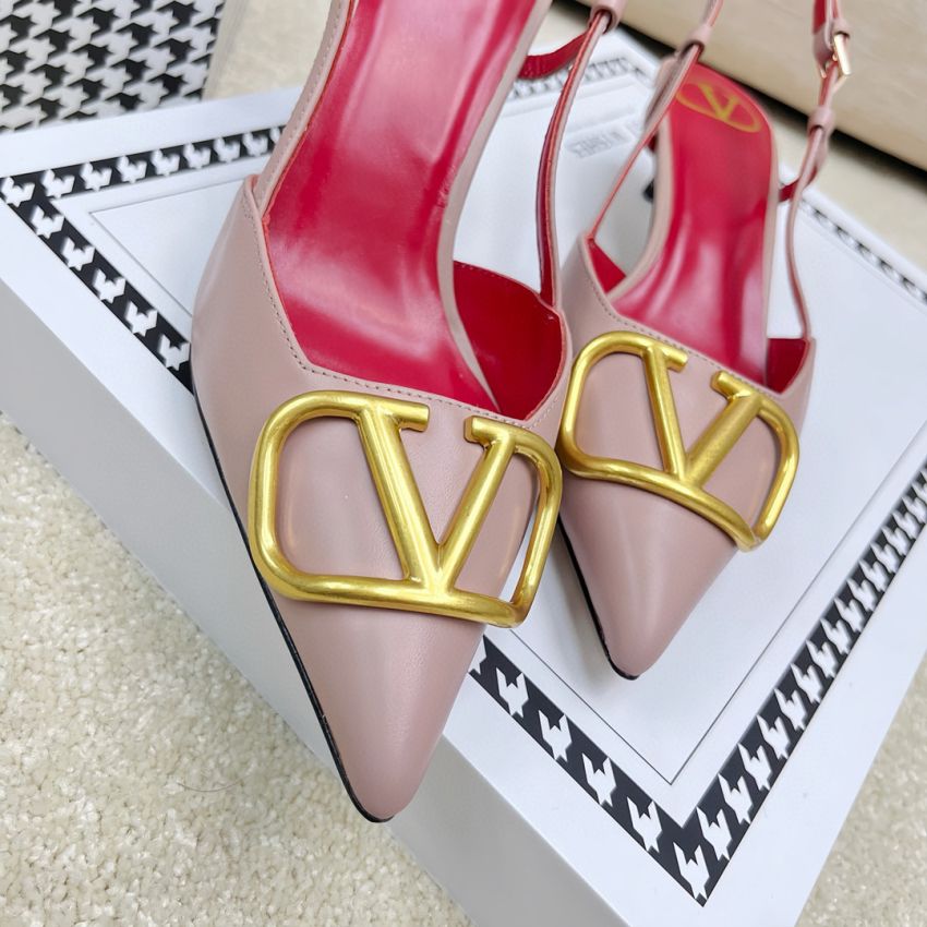 Va1e*ntin0 Vlogo Calfskin slingback Pumps 4cm/8cm, Size 35-41