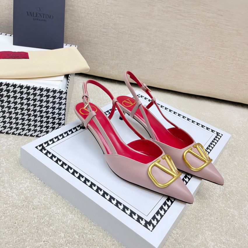 Va1e*ntin0 Vlogo Calfskin slingback Pumps 4cm/8cm, Size 35-41