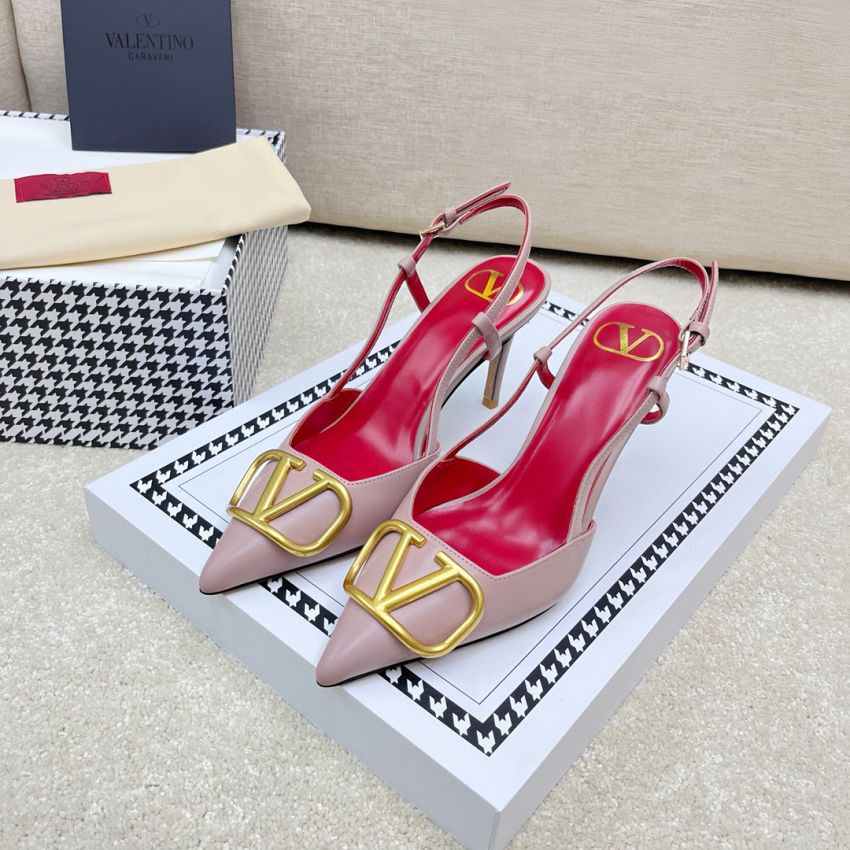 Va1e*ntin0 Vlogo Calfskin slingback Pumps 4cm/8cm, Size 35-41