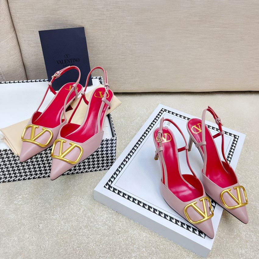Va1e*ntin0 Vlogo Calfskin slingback Pumps 4cm/8cm, Size 35-41