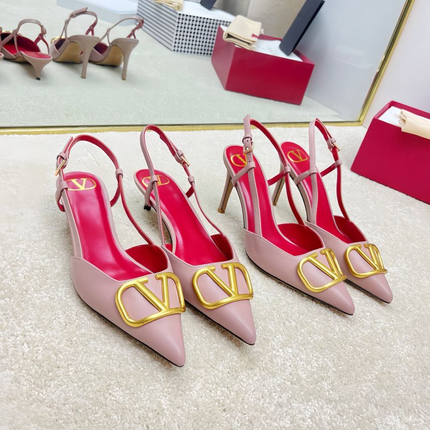 Va1e*ntin0 Vlogo Calfskin slingback Pumps 4cm/8cm, Size 35-41