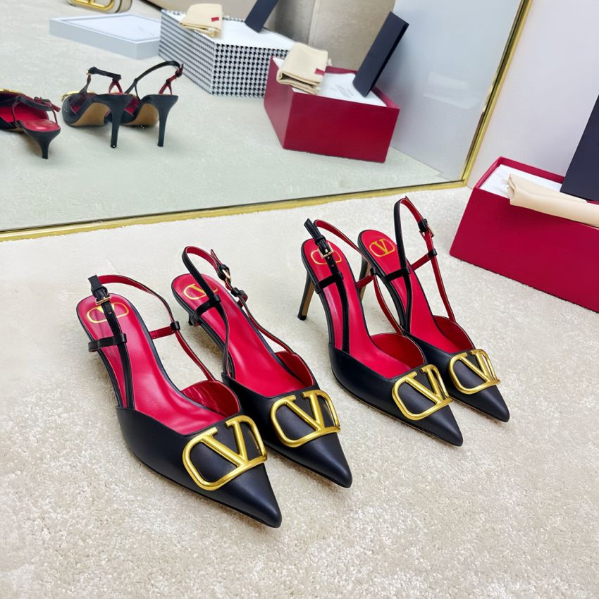 Va1e*ntin0 Vlogo Calfskin slingback Pumps 4cm/8cm, Size 35-41