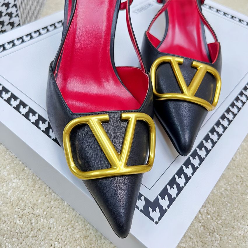 Va1e*ntin0 Vlogo Calfskin slingback Pumps 4cm/8cm, Size 35-41