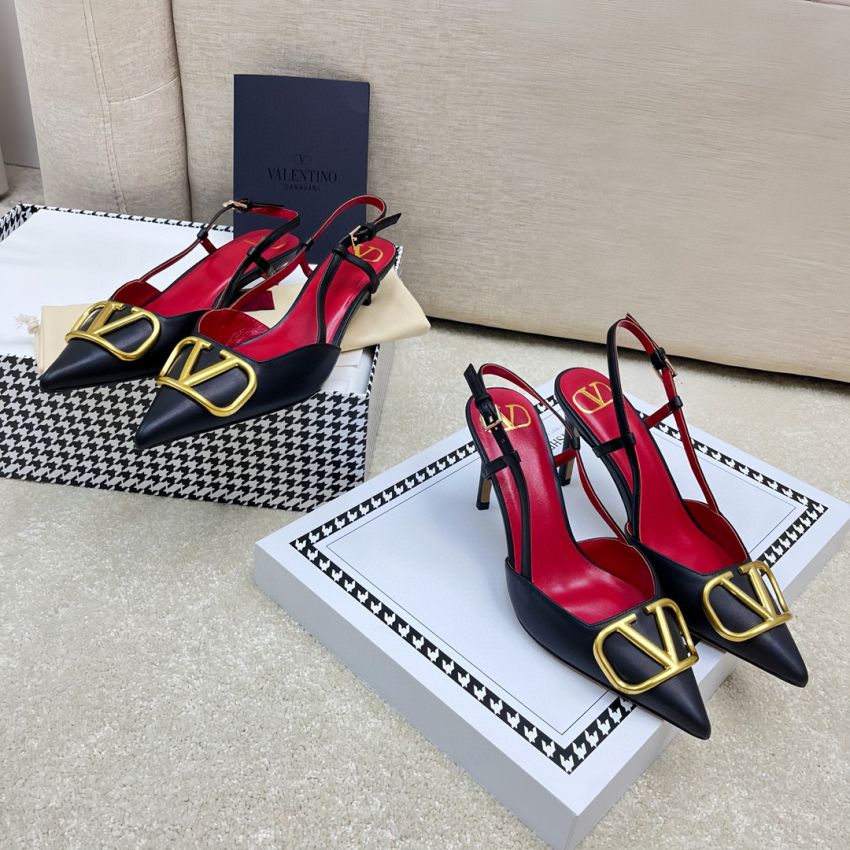 Va1e*ntin0 Vlogo Calfskin slingback Pumps 4cm/8cm, Size 35-41